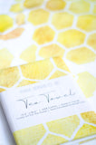 Yellow honeycomb geometric watercolour tea towel
