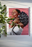 Beautiful-pink-painting-of-black-woman-wiht-flowers-in-her-hair