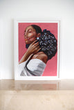 Dark-pink-portrait-painting-of-black-woman-with-flowers