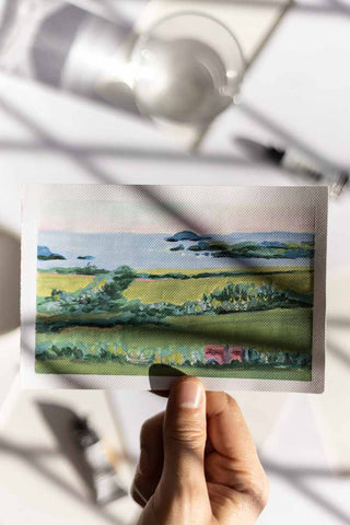 tiny Irish acrylic landscape painting - Flavia Bennard