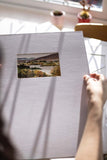 tiny watercolour landscape on large white mat - Flavia Bennard