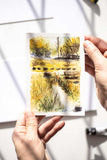 tiny watercolour Irish landscape - Flavia Bennard