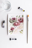Flavia Bennard dark red peonies flowers painting
