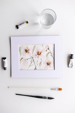 Flavia Bennard delicate watercolor flowers bouquet painting