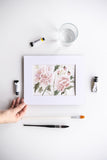Flavia Bennard pink watercolor peonies flowers painting