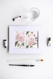 Flavia Bennard pink watercolor peonies painting