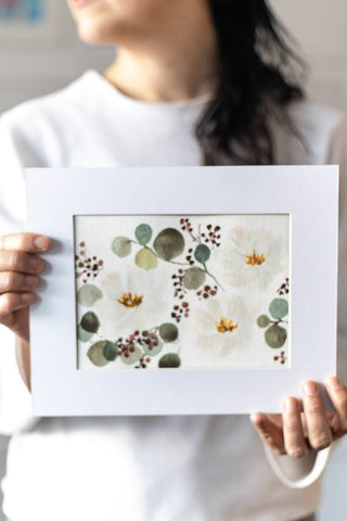 Flavia Bennard white watercolor flowers paintings