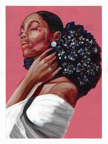 Pink-painting-of-black-woman-with-flowers-in-her-hair