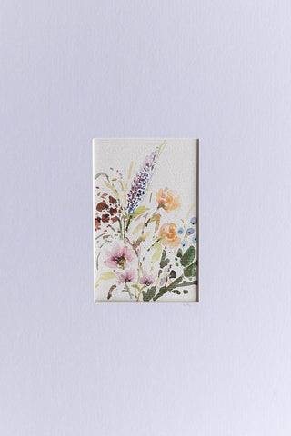 4x6 watercolor flowers painting on a white mat