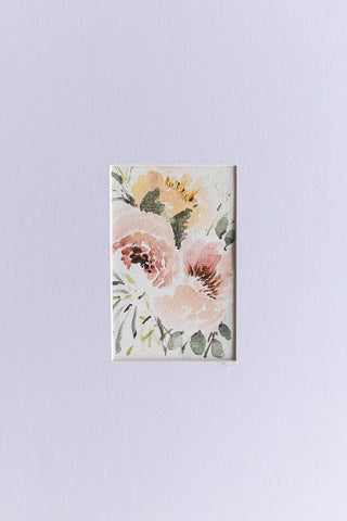 4x6 watercolor flowers painting on a white mat