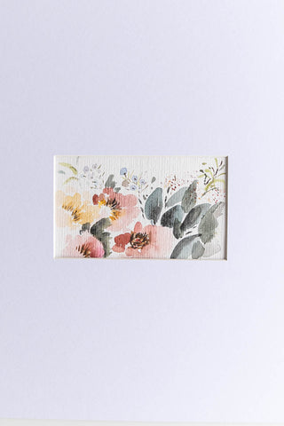 4x6 watercolor flowers painting on a white mat