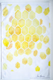 Yellow geometric honeycomb watercolor tea towel