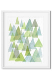 "enchanted forest" vertical watercolor abstract print
