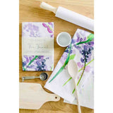 floral-watercolor-lavender-tea-towel-on-kitchen-table