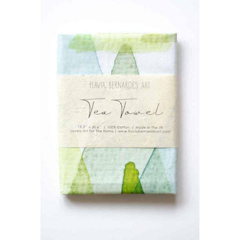 geometric watercolor tea towel Flavia Bernardes Art