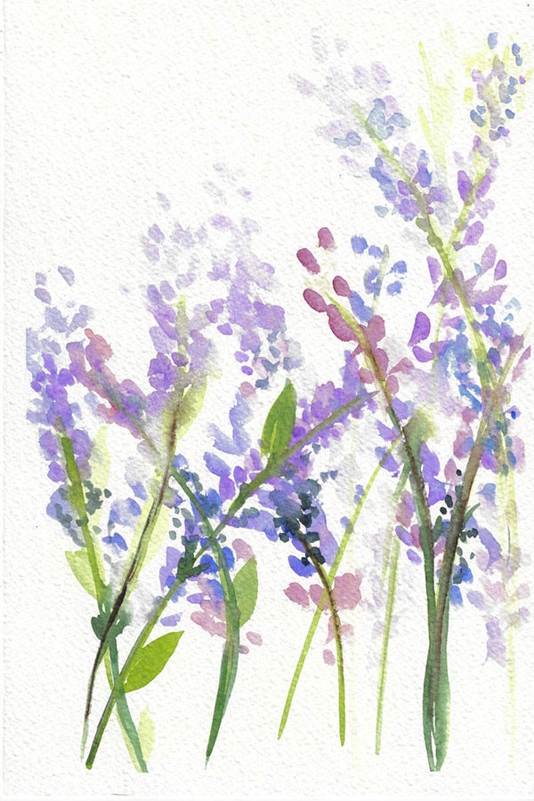 "Lavender Poetry" vertical watercolor floral print