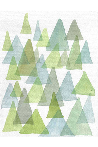 "enchanted forest" vertical watercolor abstract print