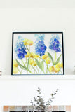 "Muscari Craspedia Play" vertical watercolor floral print