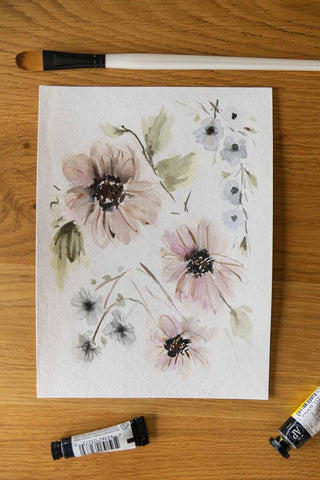 soft loose watercolor flowers bouquet Flavia Bennard
