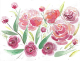 "Red And Pink Harmony" vertical watercolor floral print